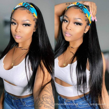 Long Natural Color Cosplay Wig Straight Synthetic Hair Headband Wig for Black Women